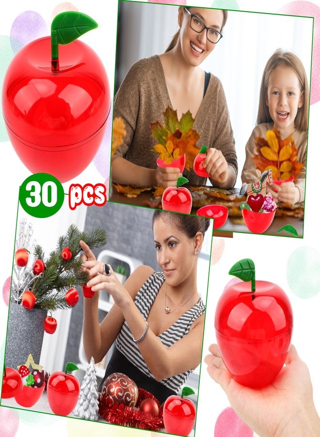 Drayear 30 Pack Large Apple Container Plastic Red Apple Container for Teacher Appreciation Gift Valentine Christmas Party Decoration - Image 5